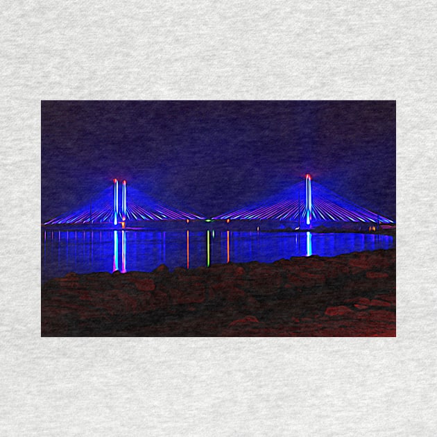 Indian River Bridge Night Expressionism by Swartwout